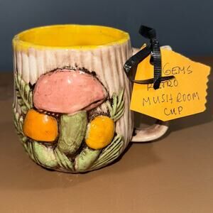 Vintage Arnel mushroom coffee cup mug retro collectible bohemian kitchenware nwt